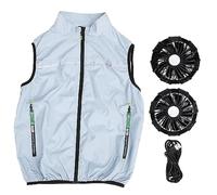 Gilet Rinfrescante per Uomo Donna, Include 2 Ventole Portatili a 3 Velocità, Vestiti per Condizionatori D'aria con Tasche per la Stagione Calda, Viaggi All'aperto, Lavoro Estivo(L)