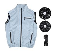 Gilet Rinfrescante per Uomo Donna, Vestiti Condizionatore D'aria con 2 Ventole, 3 Livelli di Velocità con Tasche per la Stagione Calda, Viaggi All'aperto, Lavoro, Estate(M)