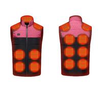 Gilet riscaldabile da donna e uomo, senza maniche, con colletto alto, con 15 zone di riscaldamento, 3 temperature regolabili, unisex, USB, ricaricabile, per moto, campeggio, sci, Colore: rosa., S