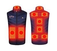 Gilet riscaldabile da uomo e donna, 3 temperature regolabili, con 9 zone di riscaldamento, USB, senza maniche, per caccia, campeggio, sci (senza batteria), Blu marino, XXXXXXL