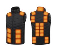 Gilet riscaldabile da uomo e donna, con 27 zone di riscaldamento, per moto, campeggio, sci, uso quotidiano, lavoro all'aperto, abbigliamento esterno (power bank non incluso), Nero , S