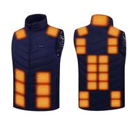 Gilet riscaldabile da uomo e donna, con 27 zone di riscaldamento, per moto, campeggio, sci, uso quotidiano, lavoro all'aperto, abbigliamento esterno (power bank non incluso), Blu, 3XL