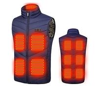 Gilet riscaldato da donna, riscaldato, con 3 temperature regolabili, elettrico, ricaricabile tramite USB, in pile, lavabile, per l'inverno (senza power bank) (blu, XL)