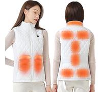 Gilet Riscaldato Donna,Giubbotto Riscaldato Donna,Giubbotto Riscaldato USB,3 Marce Temperatura Regolabile Lavabile Gilet Giacca Riscaldata Donna Smanicato Invernale,Giubbotto Riscaldato (Bianco-L)