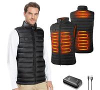 Gilet Riscaldato, Giubbotto Riscaldato Uomo con 10000mAh Batteria, Giacca Riscaldata Elettrica USB per Uomo e Donna, 3 Livelli di Temperatura, Gilet Riscaldante Impermeabile Invernale Caldo Lavabile