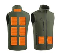 Gilet Riscaldato Per Uomo E Donna, 9 Zone Di Riscaldamento E 3 Livelli, Caldo Cappotto In Softshell, Gilet Riscaldante USB Lavabile, Per Sci, Escursionismo, Campeggio All'aperto(Green,M)
