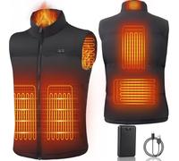 Gilet Riscaldato Uomo con 7.4v 18400mAh Batteria Inclusa, 3 Temperatura Regolabile Lavabile Giacca Giubbotto Riscaldato per Lo Sci Campeggio L'escursionismo L'outdoor