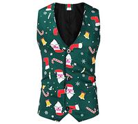 Gilet Running Uomo - Otoño Invierno Chaleco Estampado De Un Pecho para Hombre Navidad Casual Y Traje Camisetas sin Mangas para Hombre (Green XXL)