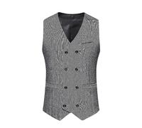 Gilet senza maniche a doppio petto con scollo a V, business, elegante, classico, per matrimonio, ballo, festa, formale, smoking, bianco, XXL