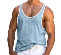 Gilet senza maniche da uomo facilmente indossabile camicia di base da uomo I Identify As an American Print Round Neck Tank Top per sport indoor outdoor vita quotidiana, Blu, S