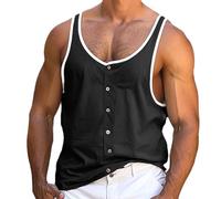 Gilet senza maniche da uomo facilmente indossabile camicia di base da uomo I Identify As an American Print Round Neck Tank Top per sport indoor outdoor vita quotidiana, Nero , XL