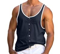 Gilet senza maniche da uomo facilmente indossabile camicia di base da uomo I Identify As an American Print Round Neck Tank Top per sport indoor outdoor vita quotidiana, Marina Militare, XL