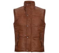 Gilet Senza Maniche Imbottito In Pelle Marrone