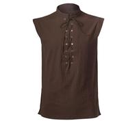 Gilet senza maniche uomo stile medievale vichingo celtico - Camicia girocollo Mao Lino con lacci, costume medievale retrò, camicetta di grandi dimensioni, costume pirata per carnevale, eventi a tema e