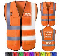 Gilet Sicurezza Personalizzato con Logo Nome Testo Giubbotto Sicurezza Personalizzato Riflettente con tasche gilet alta visibilità personalizzato giubbotto lavoro personalizzato Orange X-Large