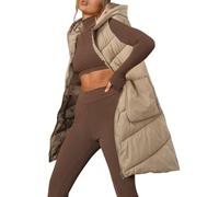 Gilet Smanicato da Donna Gilet Lungo con Cappuccio Antivento Giacca Senza Maniche Gilet Trapuntato da Donna Leggero Oversize Giacca Giubbotto con Zip Donna Gilet Zip Caldo Autunno Inverno