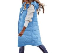 Gilet Smanicato da Donna Gilet Lungo con Cappuccio Giubbotto Smanicato Trapuntato Leggero Gilet Lungo Cappotto Leggero Oversize Giacca Gilet in Tinta Unita Inverno per Le Mezze Stagioni