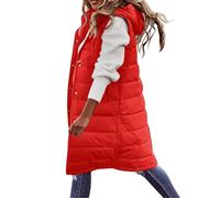Gilet Smanicato da Donna Gilet Lungo con Cappuccio Giubbotto Smanicato Trapuntato Leggero Gilet Lungo Cappotto Leggero Oversize Giacca Gilet in Tinta Unita Inverno per Le Mezze Stagioni