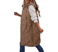 Gilet Smanicato da Donna Lunga Giacca Invernale Antivento Giacca Senza Maniche Leggero Gilet Lungo Cappotto Casual Senza Maniche Giubbotto Gilet in Tinta Unita Inverno per Le Mezze Stagioni