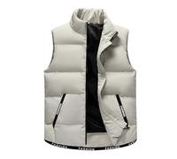 Gilet softshell da uomo, per attività all'aperto, trapuntato, da uomo, colore nero, largo, antivento, senza maniche, per la transizione, bianco, 6XL