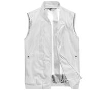 Gilet sportivo da uomo, senza maniche, per le mezze stagioni, leggero, nero, per il tempo libero, estivo, in cotone, senza maniche, per fotografia, caccia, multifunzione, con tasche multiple, bianco