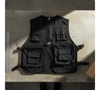 Gilet Tattico Nero Multitasca Smanicato Multi Tasca Traspirante Gilet da Esterno