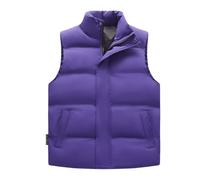 Gilet trapuntato, da uomo, con chiusura lampo e tasche, in piumino, caldo, invernale, senza maniche, casual, con colletto alto, per le mezze stagioni, da uomo, antivento, O viola, L