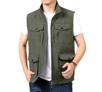 Gilet traspirante da uomo, leggero, estivo, casual, senza maniche, con tasche multiple per la pesca, Esercito En8, 3XL