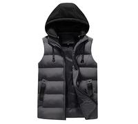 Gilet Trekking Uomo Invernale Leggero con Cappuccio Giubbotto Smanicato Giacca Trapuntato Corto Gilet Senza Maniche Imbottita Giubbino Piumino Smanicato