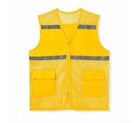 Gilet unisex in rete traspirante, per lavoro, casual, con striscia riflettente, ideale per volontari e attività all'aperto (3XL, giallo)
