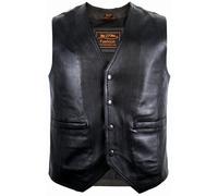 Gilet Uomo Vera Pelle Agnello Nappa Nero Casual Classico Elegante 4 Bottoni