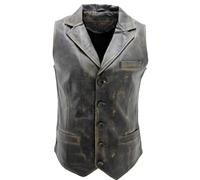 Gilet Vintage Classic Da Uomo In Pelle Nera 100%