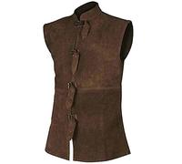Gilet Vintage da Uomo Steampunk con Bottoni Gilet in Pelle Scamosciata Cappotto Giacca Medievale Senza Maniche Gotica Halloween Party Cosplay