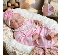 Gileutay 45cm Bambola in Silicone Morbido Ragazza Bambole Reborn Realistica Occhi Chiusi Bambola Dipinta a Mano per Bambini