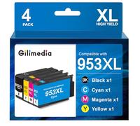 GILIMEDIA 953XL 953 XL Multipack Cartucce Compatibile con HP 953XL Cartucce per HP OfficeJet Pro 7720 7740 8710 8720 8715 8735 8725 8210 8718 8218 7730 (Nero Ciano Giallo Magenta, Confezione da 4)