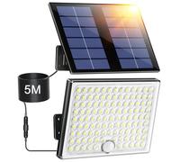 Giliwosy Faretto Led da Esterno Solare con Sensore di Movimento, Luce Solare Led Esterno con 113 LED 2000mAh 4 Modes IP65 Impermeabile, Luci Solari da Giardino con 5M Cavo, 1 Pezzo