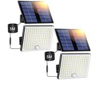Giliwosy Faretto Led da Esterno Solare con Sensore di Movimento, Luce Solare Led Esterno con 113 LED 2000mAh 4 Modes IP65 Impermeabile, Luci Solari da Giardino con 5M Cavo, 2 Pezzi