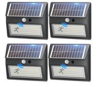 Giliwosy Faretto Luce Solare LED Esterno con Sensore di Movimento 2000mAh, 3 Modo Luce Solare LED Esterno 6500K IP65 Lampade da Esterno Solari con Pannello Solari per Garage, Parete, Giardino(4 Pezzi)