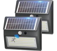 Giliwosy Luce Solare LED Esterno, 2000mAh Luci LED Esterno Giardino Solare 130LED/3 Modos Faretto da Esterno con Sensore di Movimento IP65 Solari Lampada per Giardino, Parete, Garage (2 Pezzi)