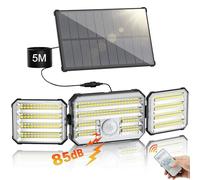 Giliwosy Luci Solari da Giardino, Faretto Led da Esterno Solare con Sensore di Movimento, Luce Solare Led Esterno con Telecomando 4 Modes IP67 Impermeabile, 1 Pezzo
