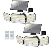 Giliwosy Luci Solari da Giardino, Faretto Led da Esterno Solare con Sensore di Movimento, Luce Solare Led Esterno con Telecomando 4 Modes IP67 Impermeabile, 2 Pezzi