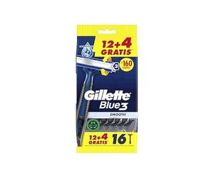 Gillette Blue3 Smooth Rasoi usa e getta per uomo, a tre lame, 12+4 gratis (Totale 16 pz)