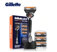 Gillette Fusion 5 Per una rasatura da vicino e confortevole, manico + 4 ricariche per lame, incluso supporto 1 manico + 4 lame + 1 baseAcciaio inossidabile