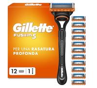 Gillette Fusion 5 Rasoio Barba Manuale, 12 Lamette di Ricambio, Multicolore