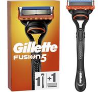 Gillette Fusion 5 - Rasoio da uomo, in metallo, nero | Vincitore del test di Gillette alla Stiftung Warentest, 1 rasoio bagnato e 1 lama con strisce scorrevoli per una rasatura