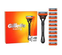 Gillette Fusion 5 Rasoio Uomo, 1 Rasoio a Mano Libera, 10 Lamette da Barba da 5 Lame, Rasatura Confortevole, Manico Ergonomico con Rifinitore di Precisione, Fino a 1 Mese di Rasatura con 1 Lametta