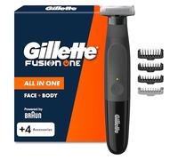 Gillette Fusion One Rasoio Elettrico Uomo Barba e Corpo, 4 Accessori, Nero