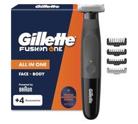 Gillette Fusion One Rasoio Elettrico Uomo Barba e Corpo, 4 Accessori, Nero | 3 Pettini Barba E 1 Pettine Corpo, Testina Oscillante, Impermeabile, Senza Fili, 45 Min Autonomia, Tecnologia Braun