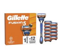 Gillette Fusion5 Rasoio Barba, 1 Rasoio Gillette + 12 Lametta Di Ricambio, Con Striscia Lubrificante Per Una Morbida Scorrevolezza E 5 Lame Per Una Rasatura Profonda E Duratura