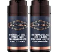 Gillette King C Cura Idratante Per Uomo Per Il Viso E La Barba Corta, Ammorbidisce La Pelle Infuso Profumo Firma Con Note Di Bergamotto, Complesso Vitamina B, 100 ml (Confezione da 2)